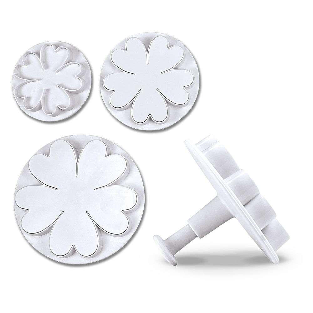 Städter - Ausstecher mit Auswerfer Seerosen & Nelken - 55 / 70 / 95 mm - Set, 3-teilig