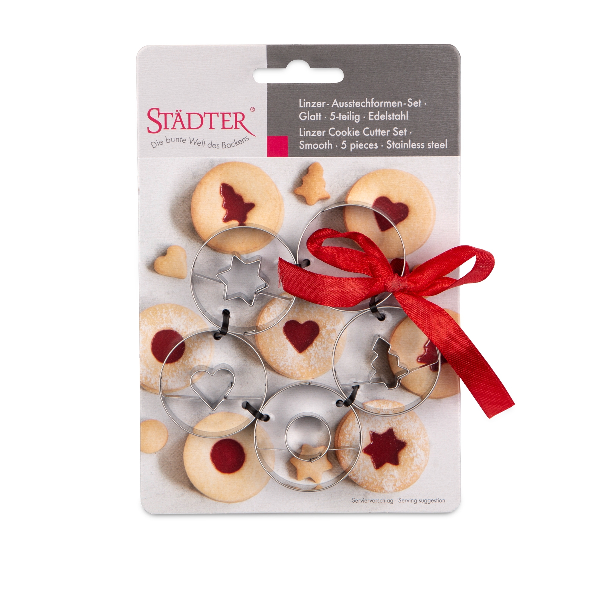 Städter - Linzer-Ausstecher Spitzbub - Set glatt, 5-teilig Edelstahl ø 4 cm / H 1,5cm