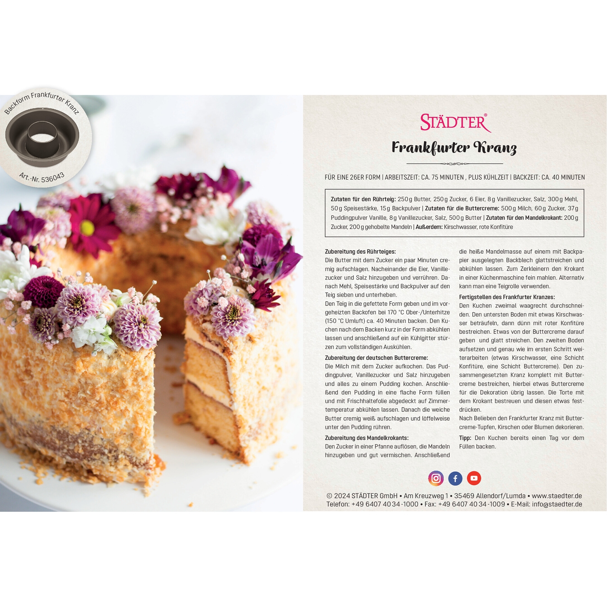 Städter - Backform Perfect - Frankfurter Kranz - ø 22 / H 7 cm / 1.400 ml - Aktions-Set