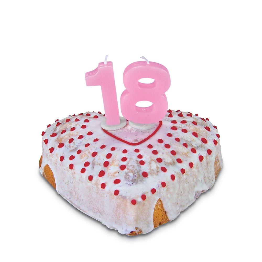 Städter - Kerze Ziffer - 4,5 cm - Rosa mit Halter