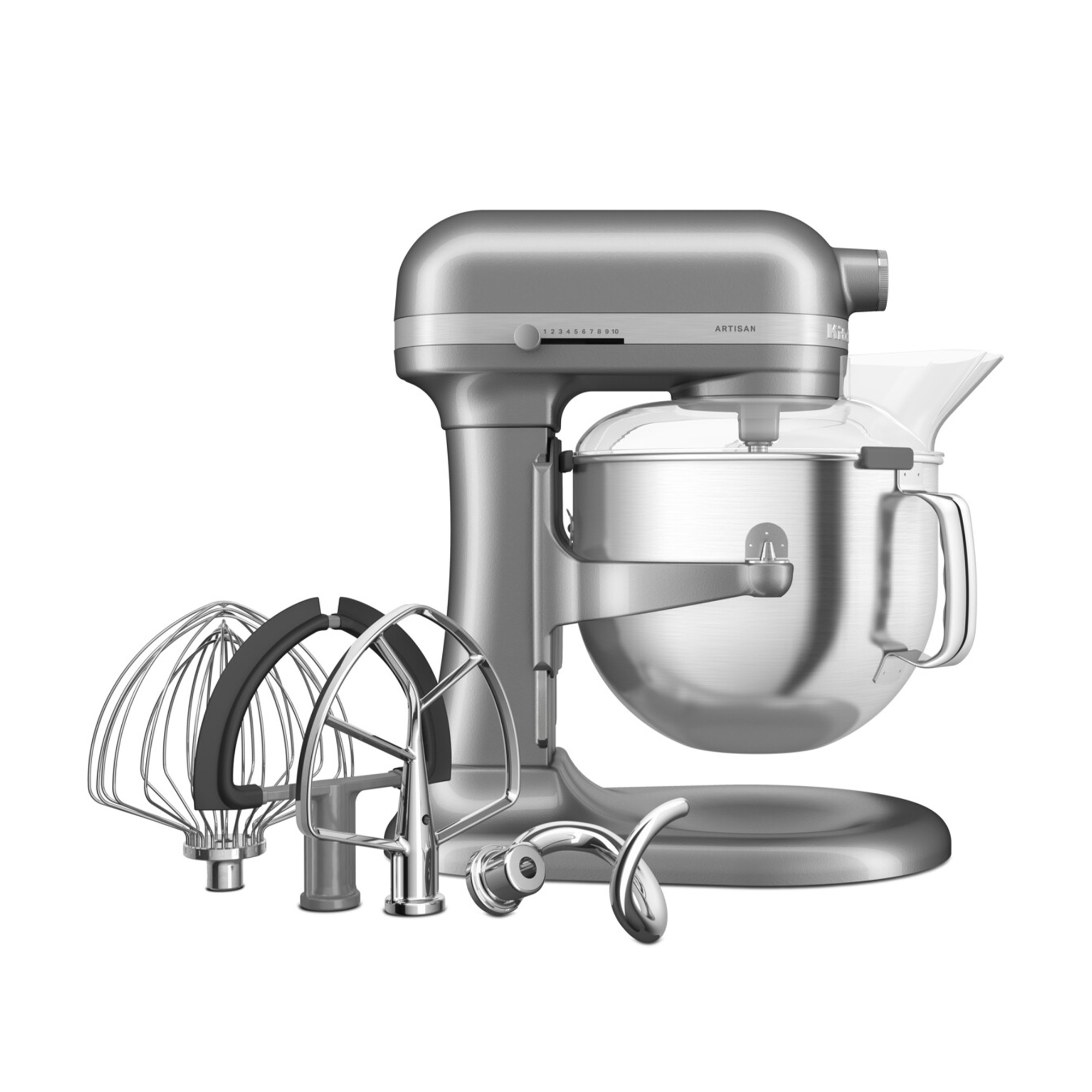 KitchenAid - Set food processor 6,6 L + 15 pcs kitchen aid set + recipe book "Patisserie made easy" - Contur Silver