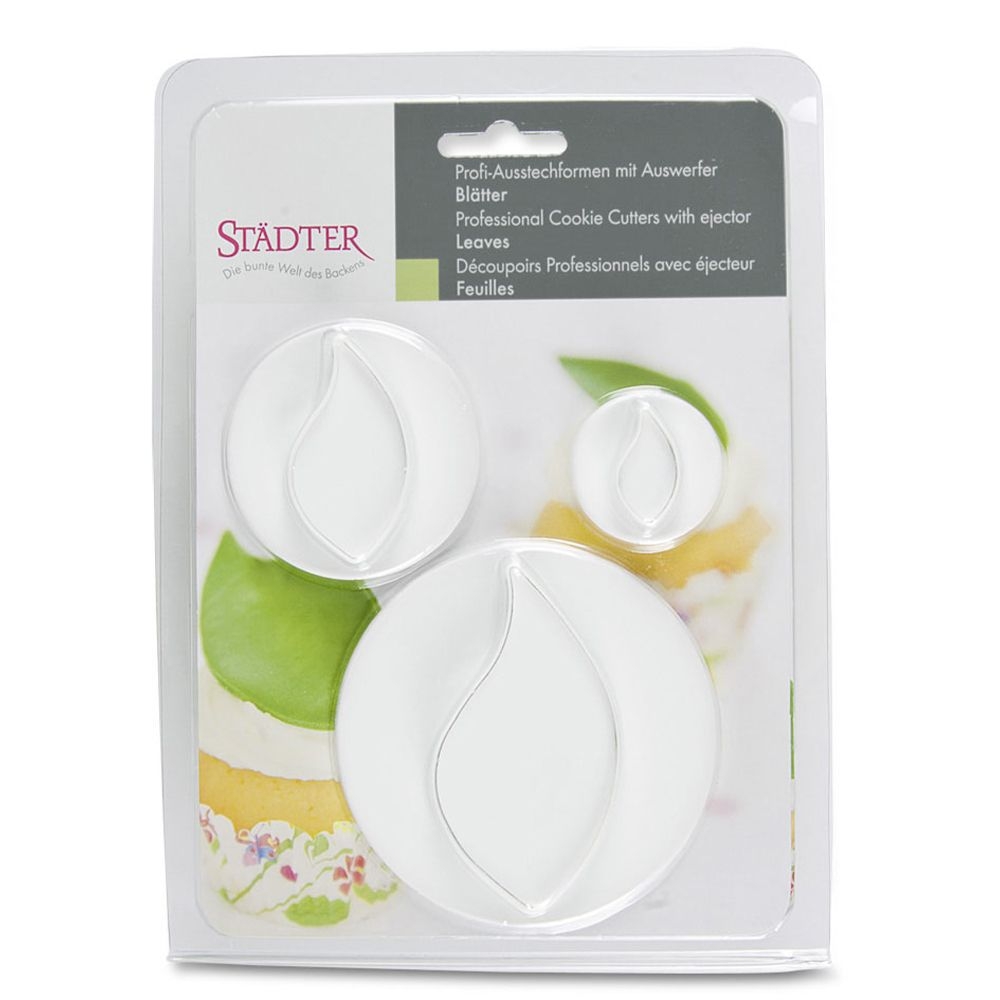 Städter - Ausstecher mit Auswerfer Blätter - 25 / 50 / 80 mm - Set, 3-teilig