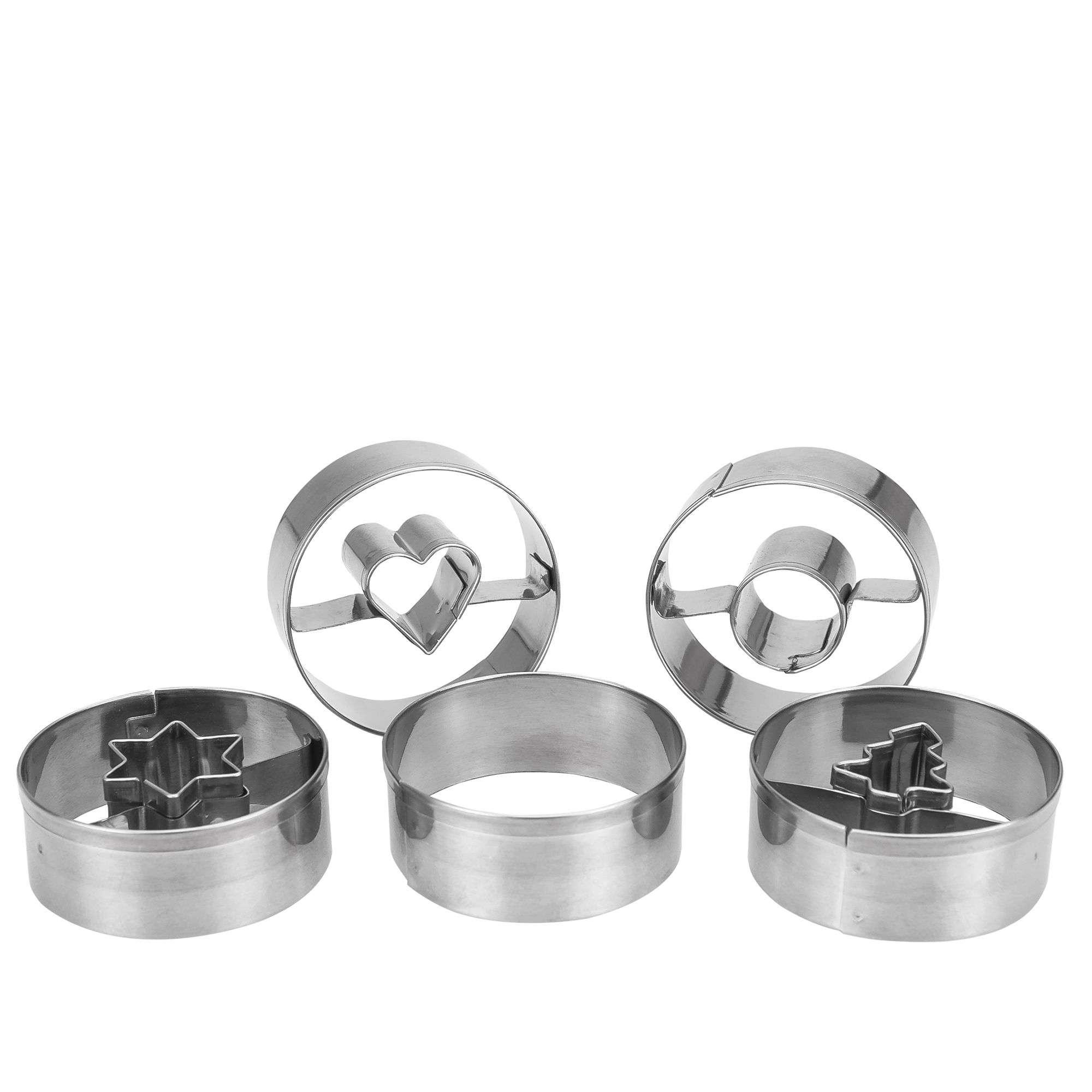 Städter - Linzer-Ausstecher Spitzbub - Set glatt, 5-teilig Edelstahl ø 4 cm / H 1,5cm