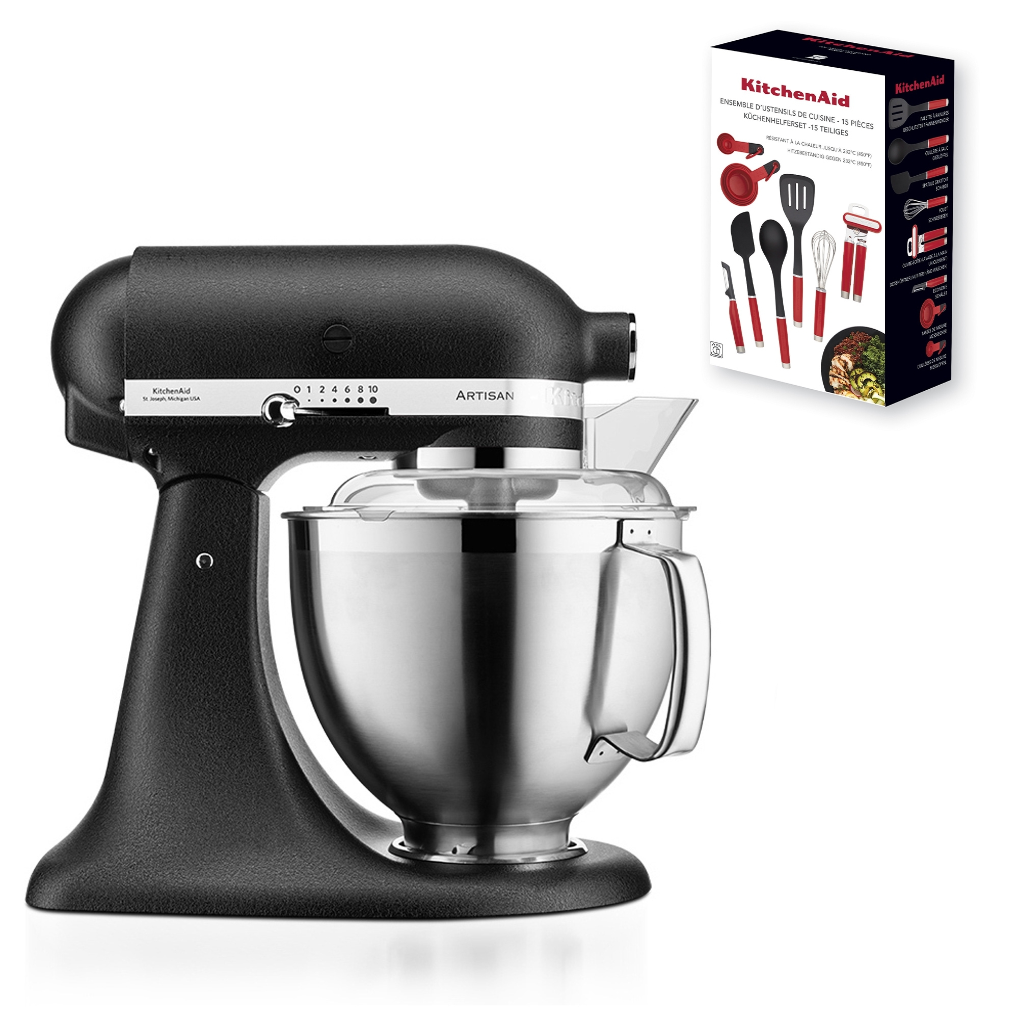 KitchenAid - Artisan Küchenmaschine 5KSM185PS -  Set - Gusseisen Schwarz