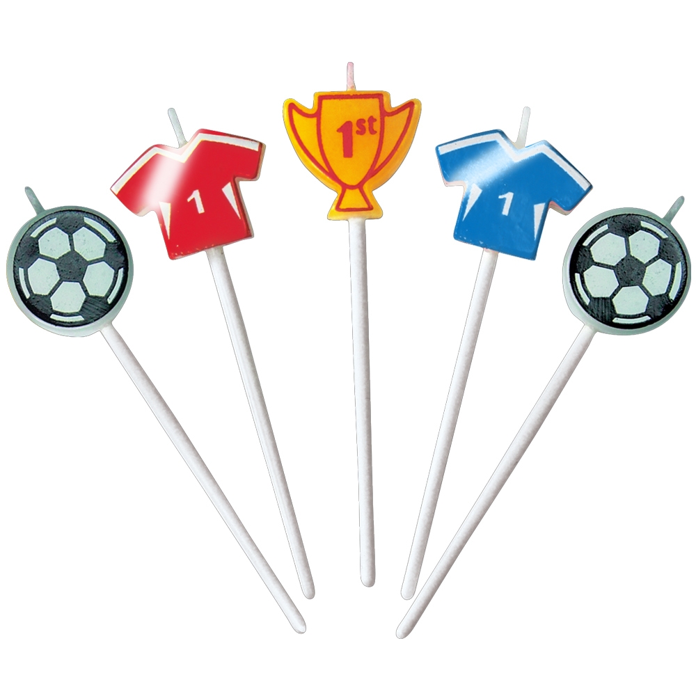Städter - Kerze Fußball Bunt - 2,5 x 7,5 cm - 5-teiliges Set
