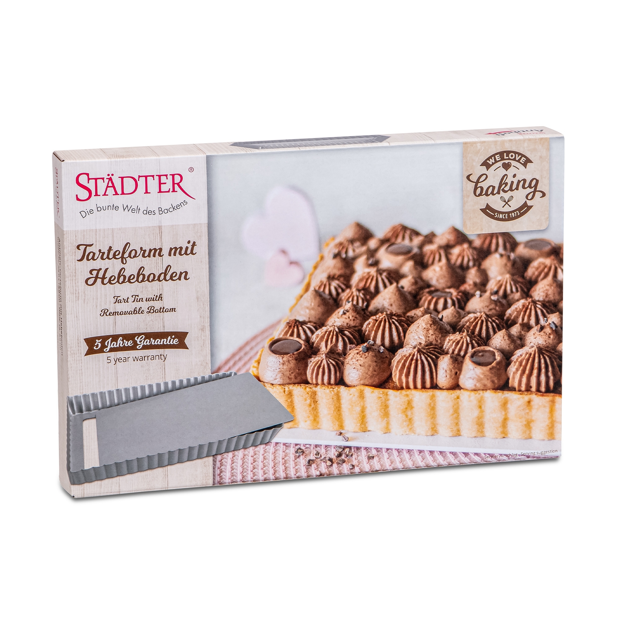 Städter - We-Love-Baking - Tarteform mit Hebeboden - 28,0 x 18,0 cm / H 3,0 cm / 1.150 ml