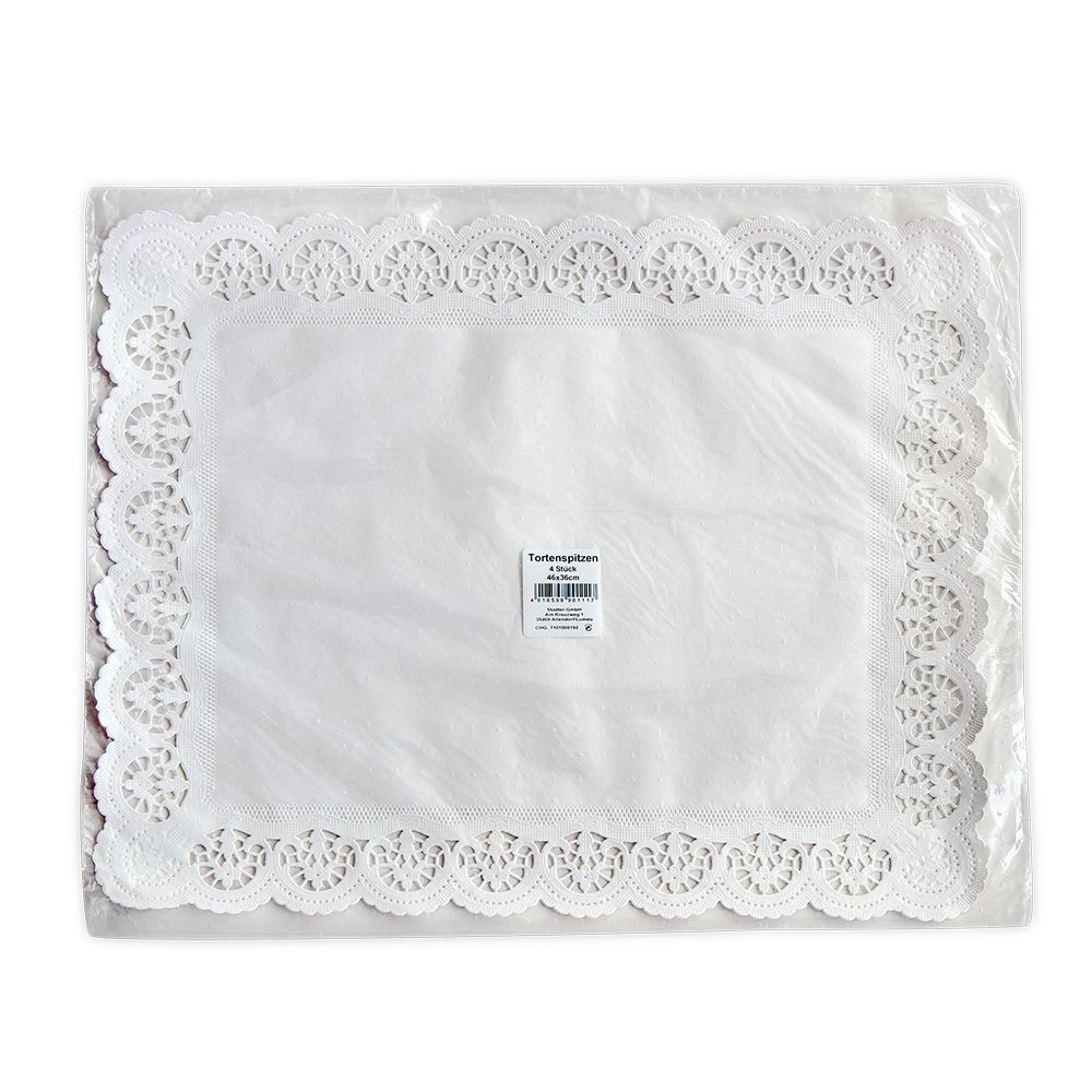 Städter - Tortenspitze - 46 x 36 cm - Weiß für Buchtorte - 4 Stück