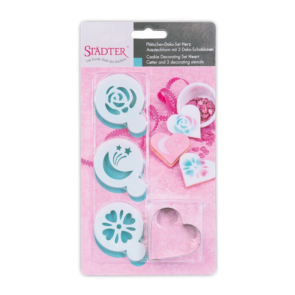 Städter - Plätzchen Deko Set Herz - 4 cm - Set  4-teilig