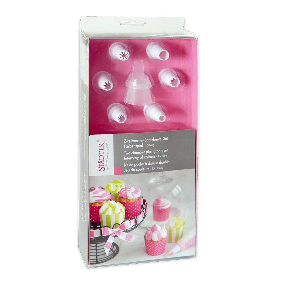 Städter - 2 chamber piping bag Interplay of colors - set of 15 Städter - 2 chamber piping bag Interplay of colors - set of 15