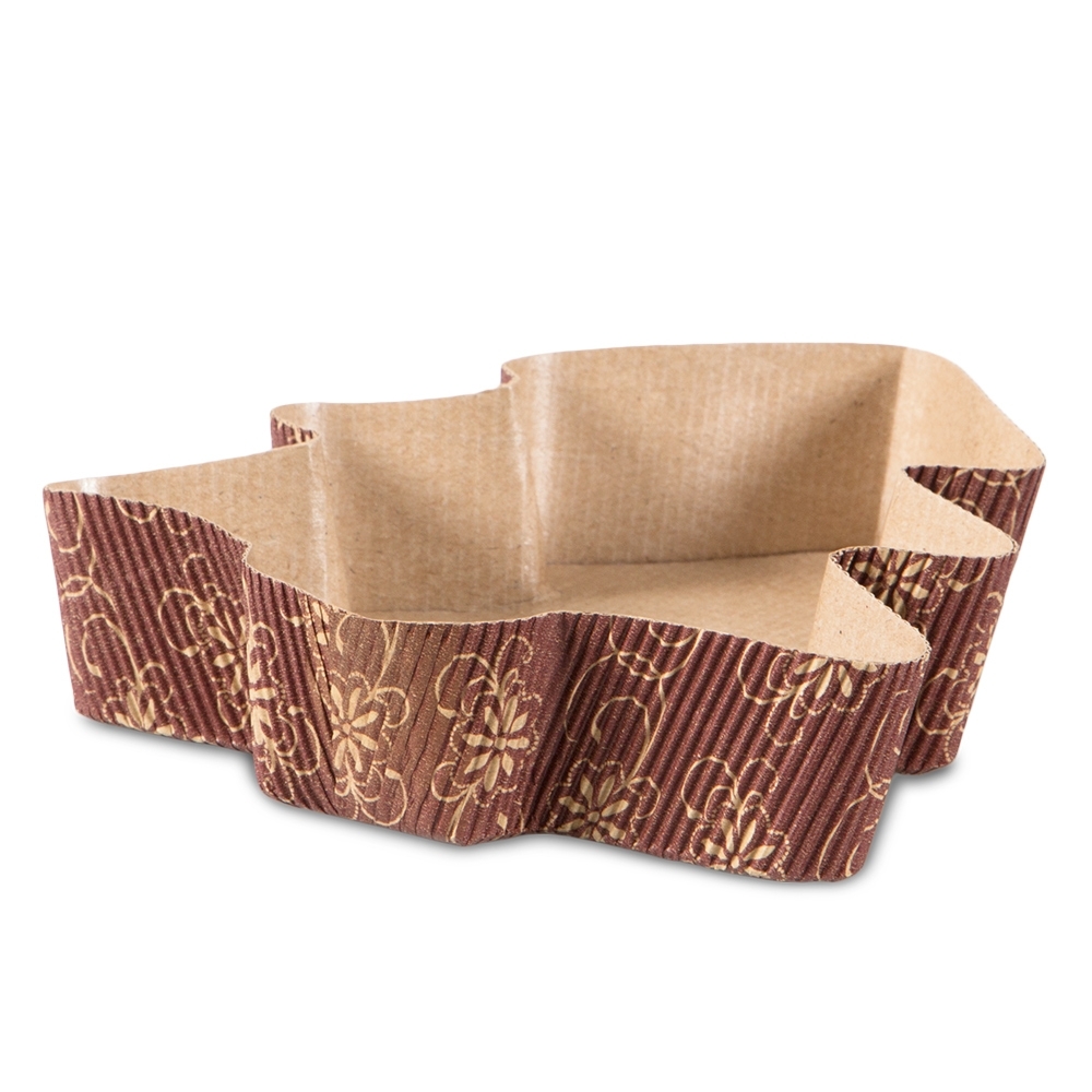 Städter - Paper baking pan Fir tree / Christmas tree - 16 x 18 cm / H 3,5 - brown - 4 Stück