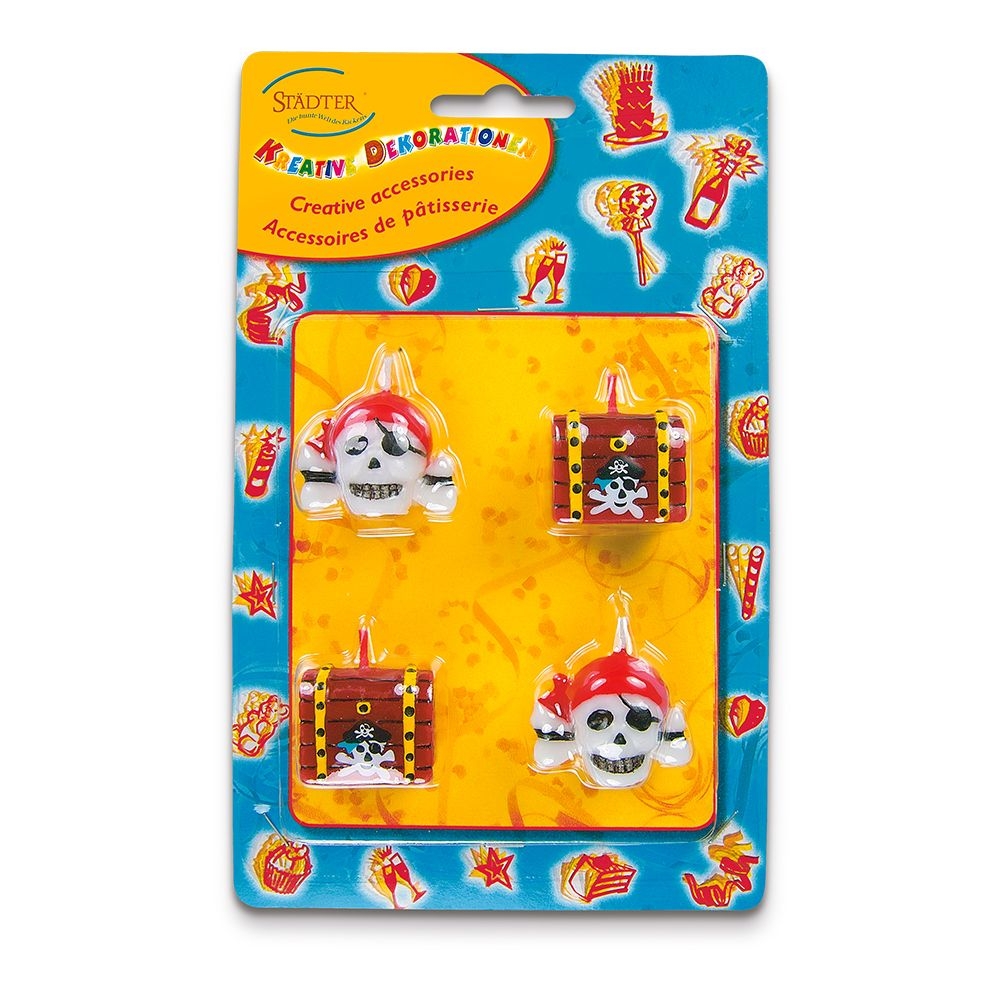 Städter - Kerze Pirat - 3 cm - Bunt - Set 4-teilig