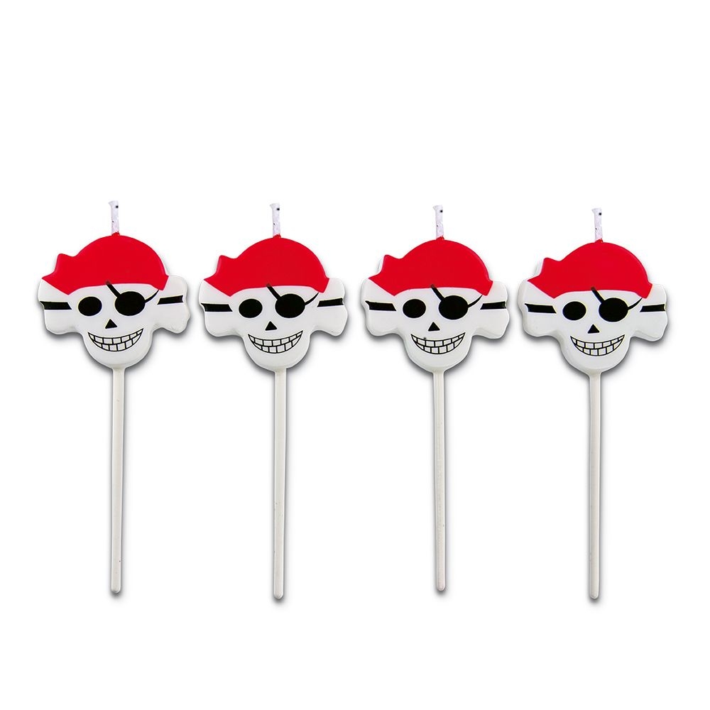 Städter - Kerze Piraten - 3,5 x 9,5 cm - Weiß Sticks - Set  4-teilig