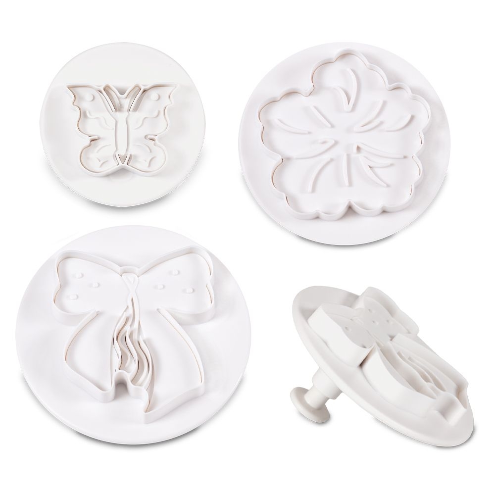 Städter - Ausstecher mit Auswerfer Schmetterling – Blüte – Schleife - 30 / 55 / 60 - Set, 3-teilig