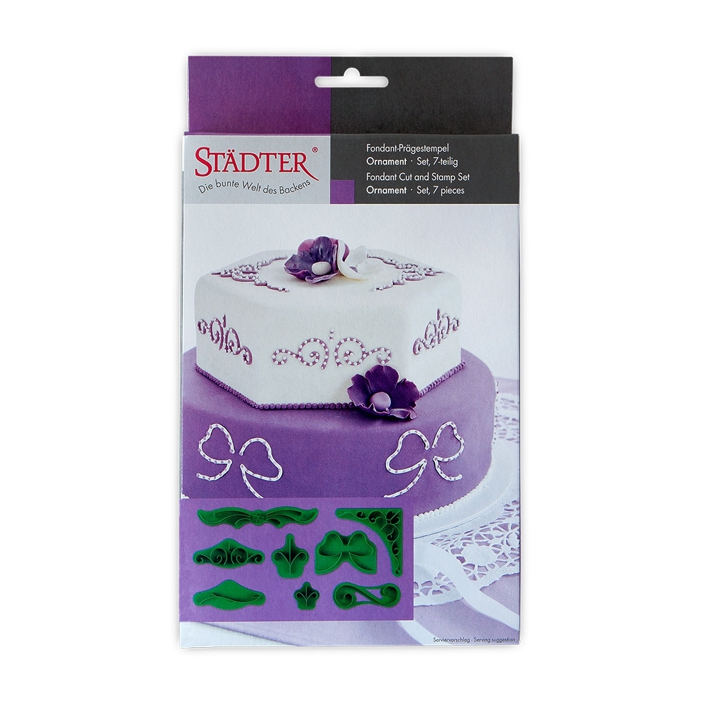 Städter - Prägestempel Ornament ca. 2 – 14 cm Grün Set, 7-teilig