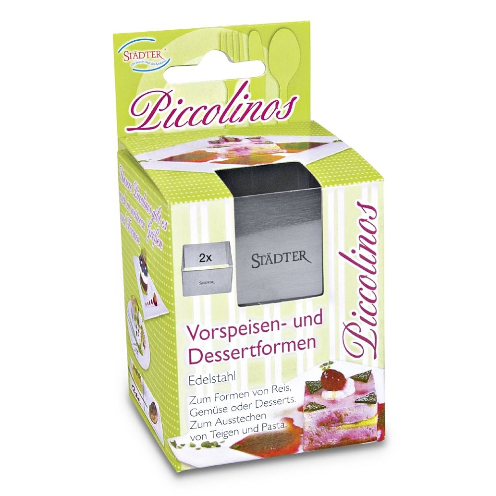 Städter - Dessertring Quadrat - 6 x 6 x 4 cm - 2 Stück