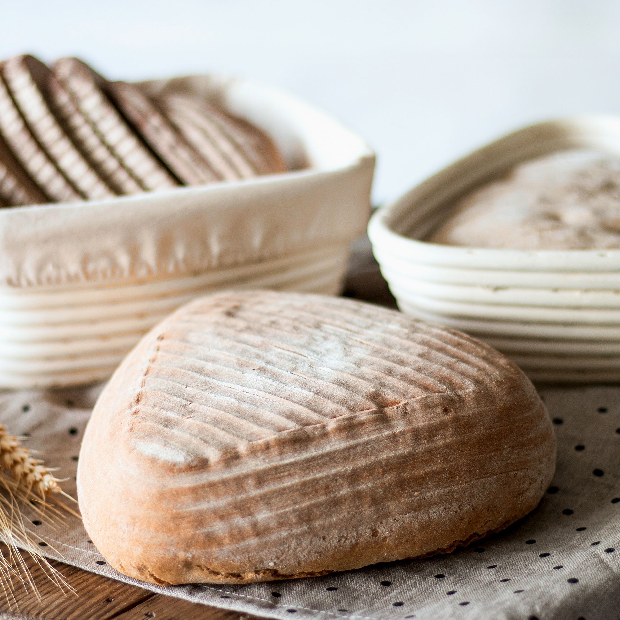 Städter - Gärkorb Dreieck mit Leinenüberzug, Rattan 25 x 25 cm / H 8,5 cm