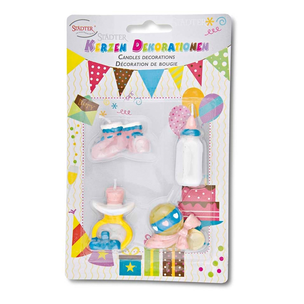Städter - Kerze Baby Bunt - 2,5–5 cm - 4-teiliges Set