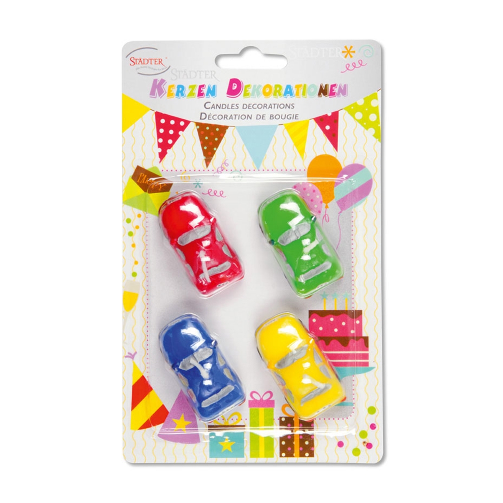 Städter - Kerze Auto Bunt - 5 cm - 4-teiliges Set