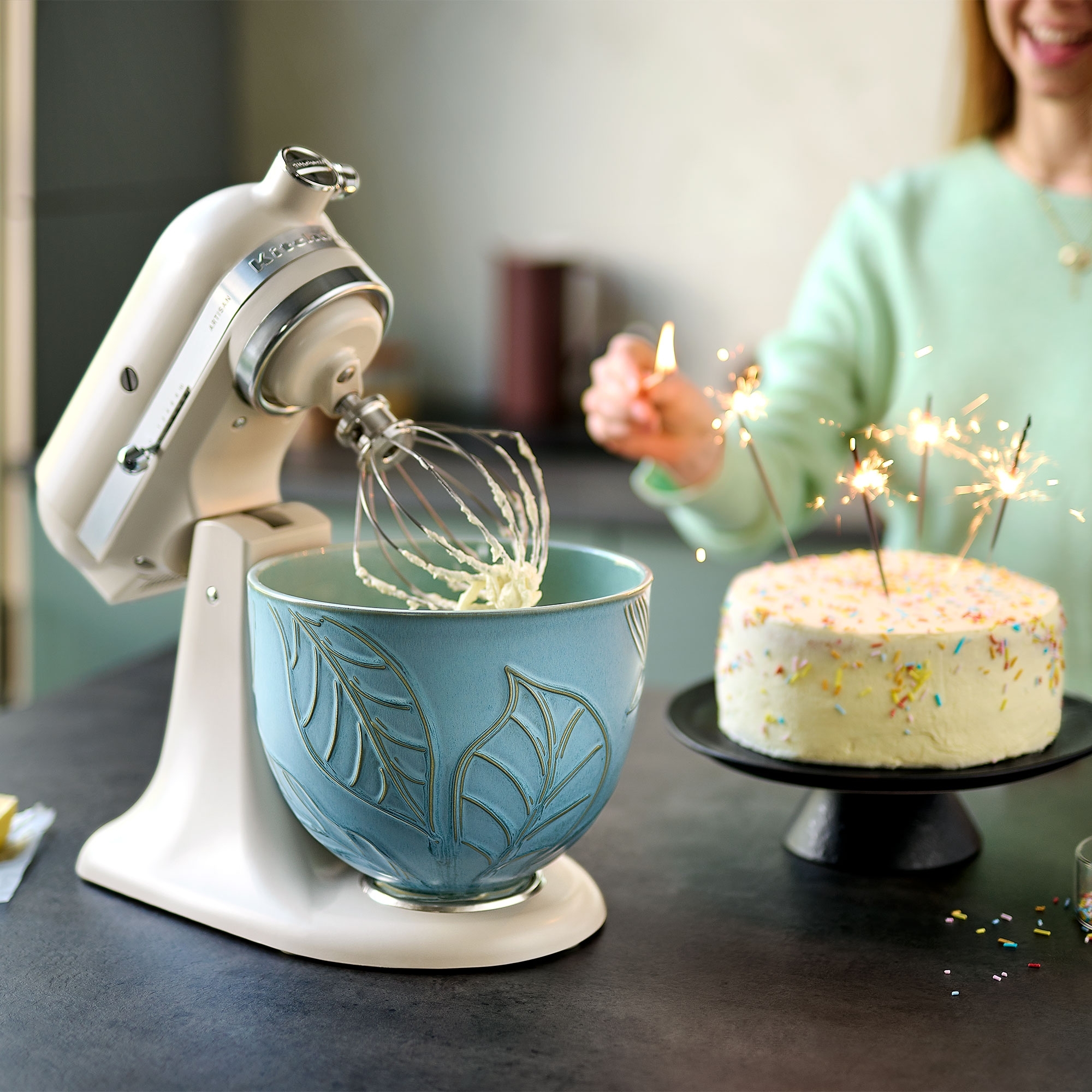 KitchenAid - Keramik-Schüssel 4,7 L - Spring Leaves