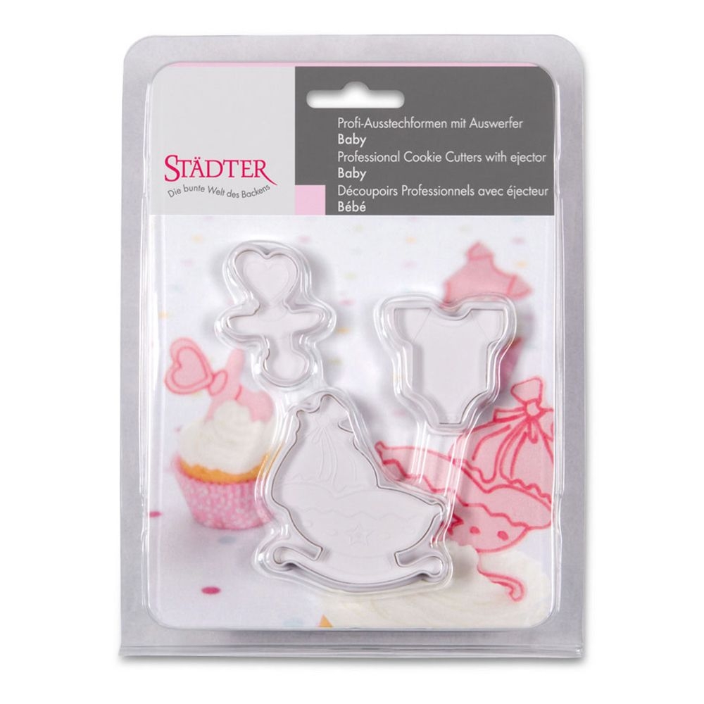 Städter - Ausstecher mit Auswerfer Baby - 40 / 45 / 70 mm - Set, 3-teilig
