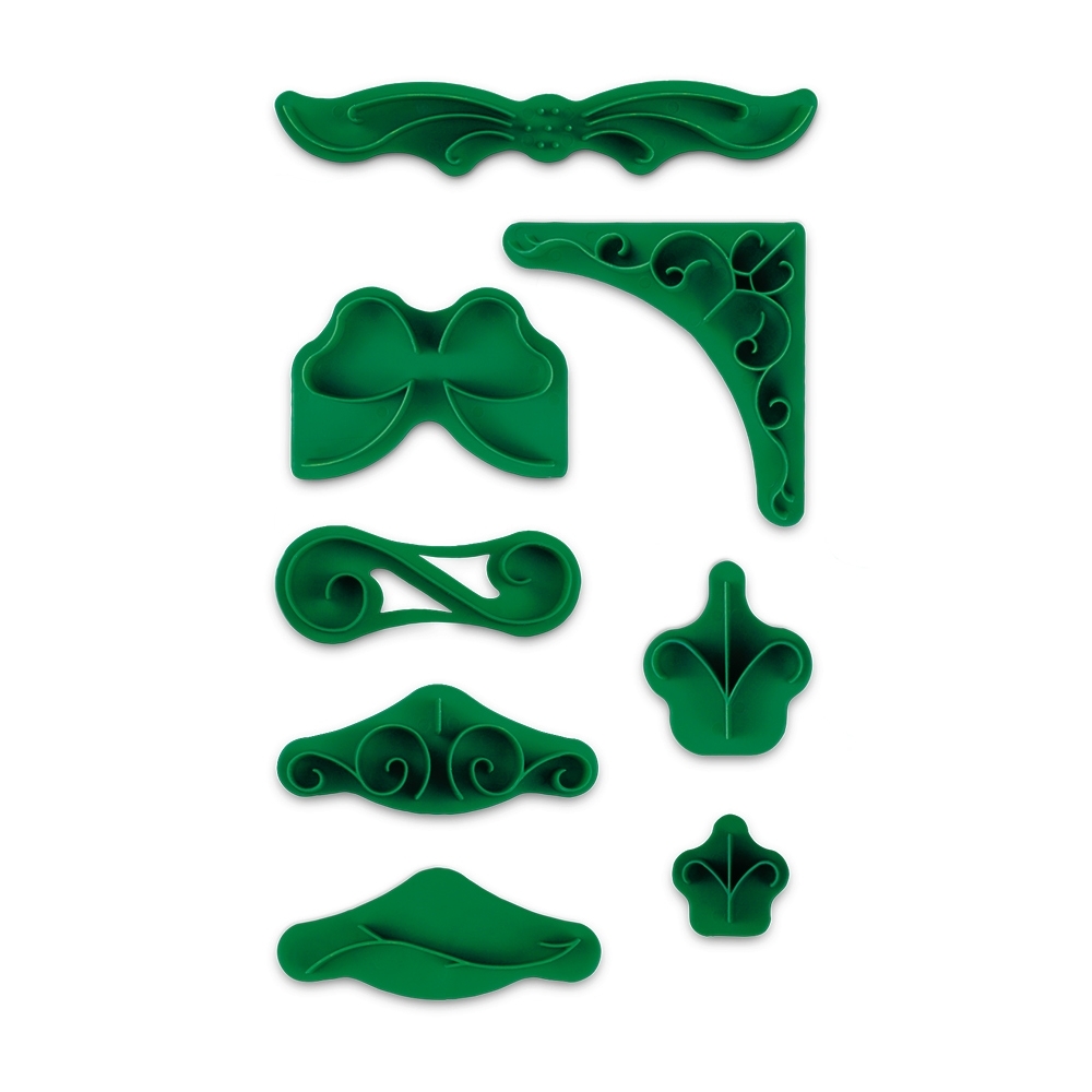 Städter - Prägestempel Ornament ca. 2 – 14 cm Grün Set, 7-teilig