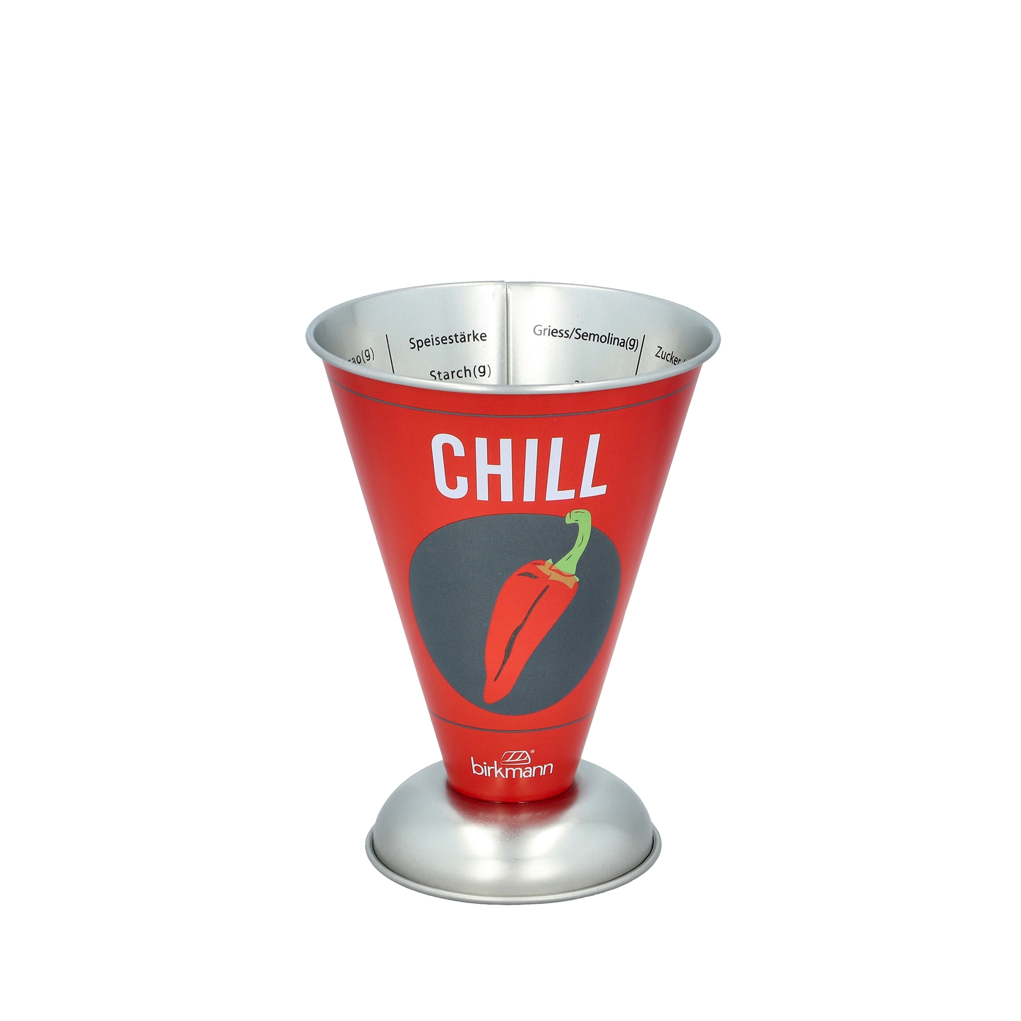 Birkmann Messbecher Cherry Red aus Weißblech mit Skalierung