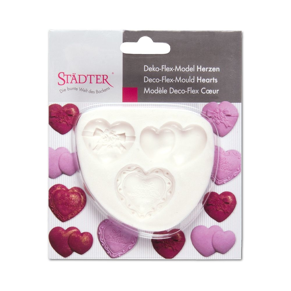 Städter - Fondant mould Hearts - 3,5–4,5 cm - 3 relief shape Städter - Fondant mould Hearts - 3,5–4,5 cm - 3 relief shape