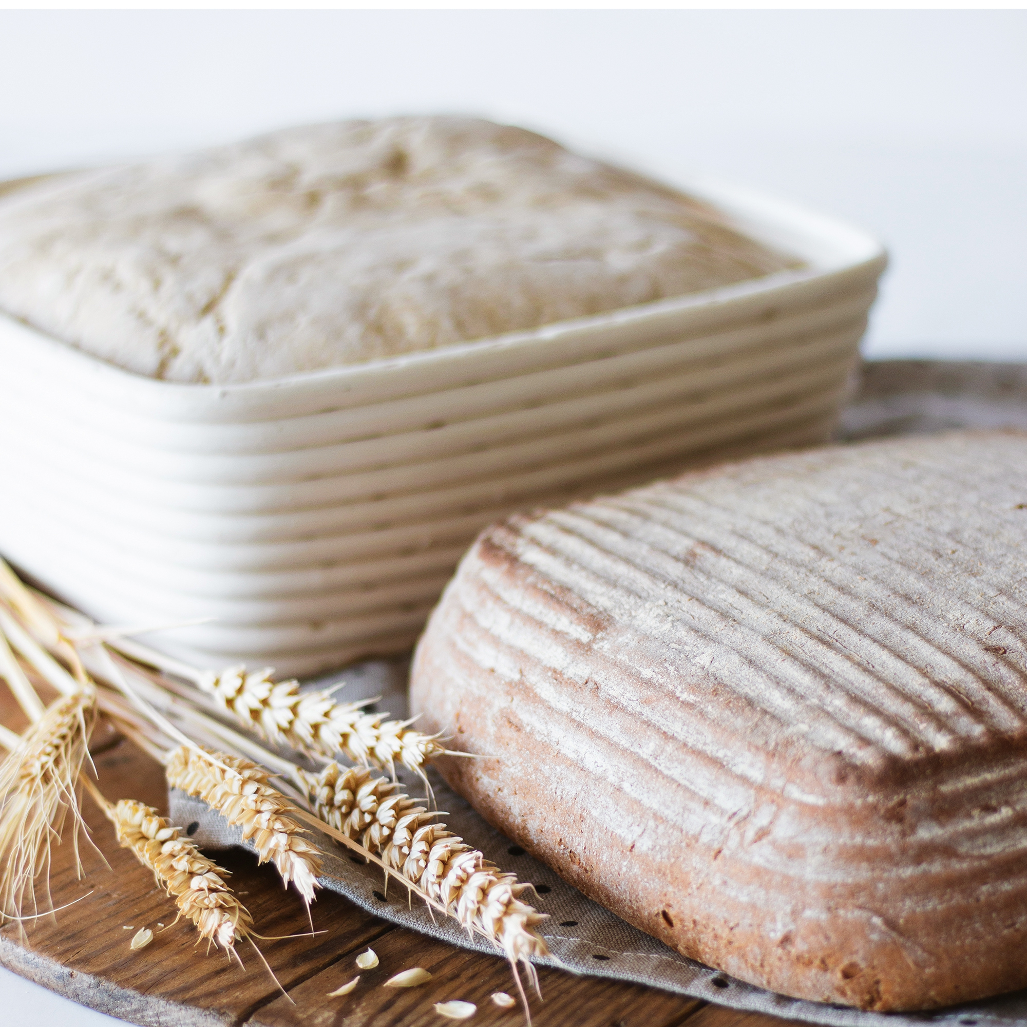 Städter - Proofing basket square with linen cover, rattan 25 x 25 cm / H 8.5 cm