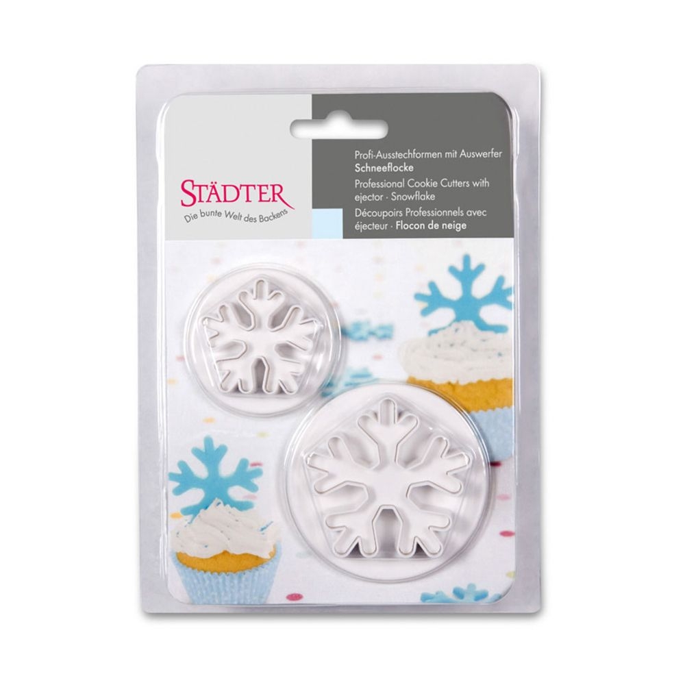 Städter - Ausstecher mit Auswerfer Schneeflocke - 40 / 55 mm - Set, 2-teilig