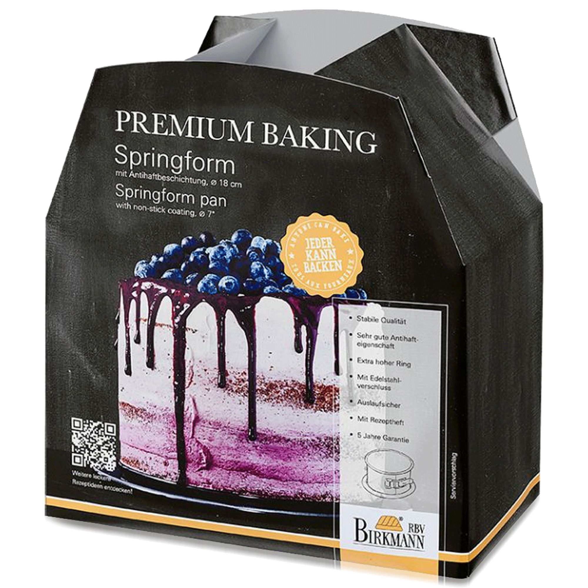 Birkmann - cake tin, 18 cm, with 12 cm high rim - Premium Baking Birkmann - cake tin, 18 cm, with 12 cm high rim - Premium Baking