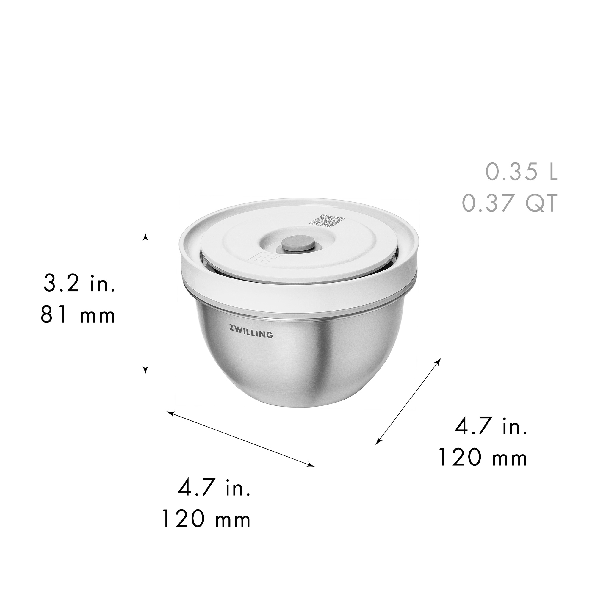 Zwilling Edelstahl Schüssel mit Deckel 0,35 L