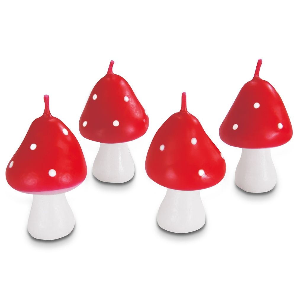 Städter - Kerze Fliegenpilz Rot - 5 cm - 4-teiliges Set
