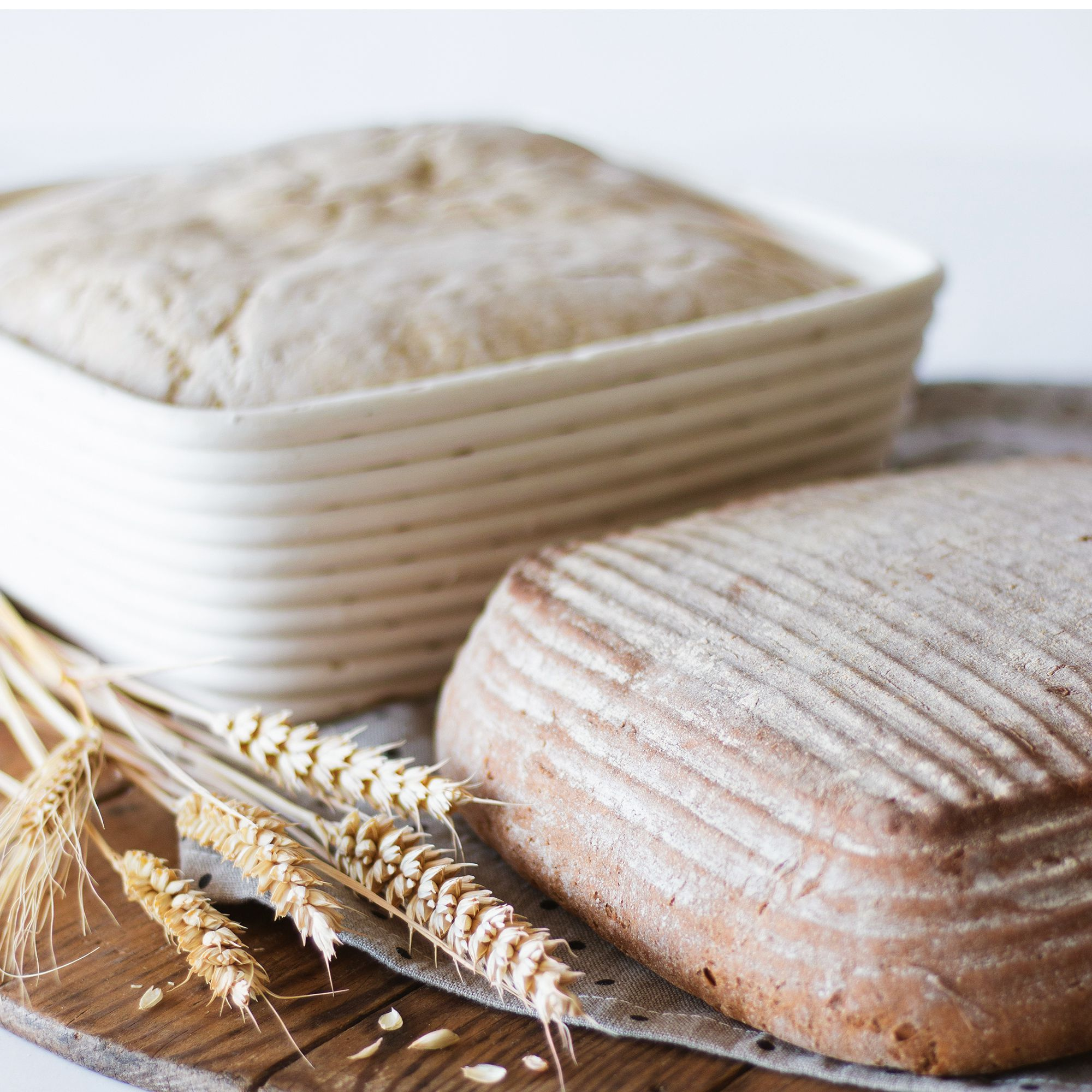 Städter - Proofing basket square with linen cover, rattan 22 x 22 cm / H 8,5 cm