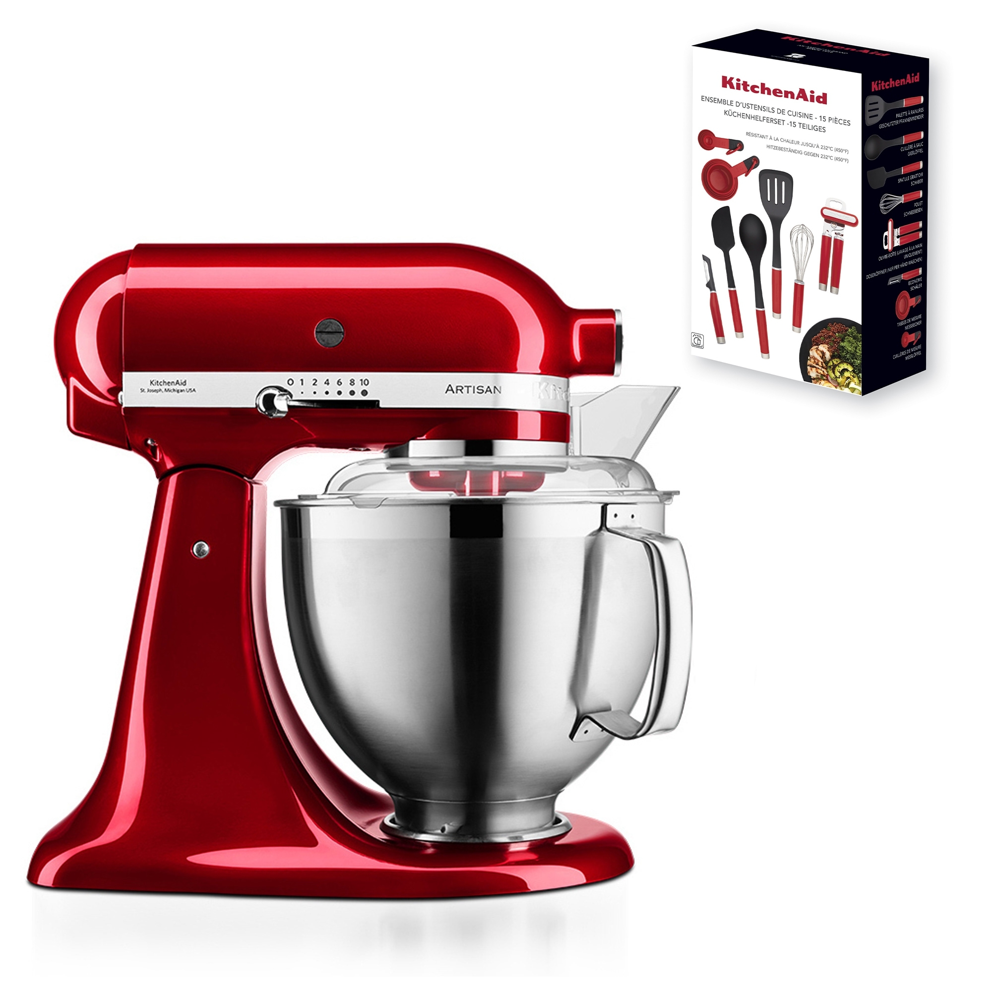 KitchenAid - Artisan Küchenmaschine 5KSM185PS -  Set - Liebesapfelrot