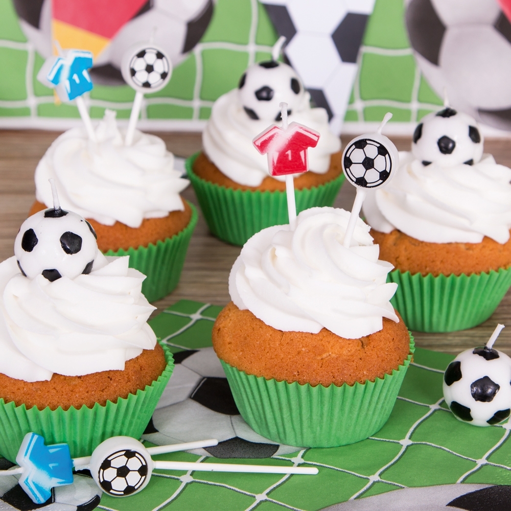 Städter - Kerze Fußball Weiß - 2,5 cm - 6-teiliges Set