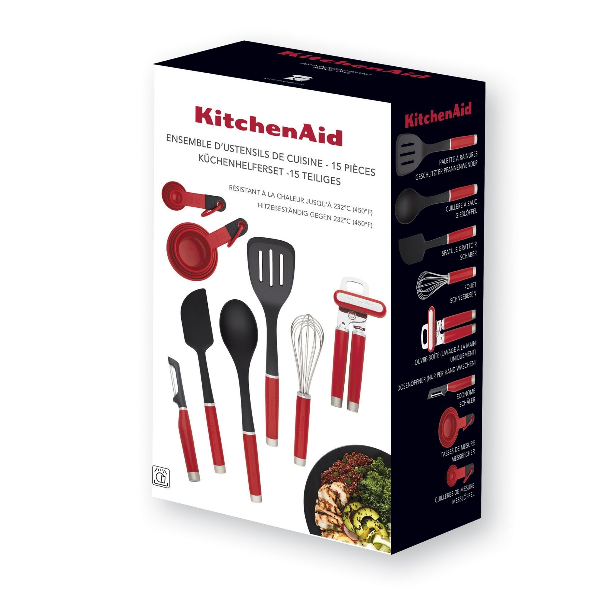 KitchenAid - Set food processor 6,6 L + 15 pcs kitchen aid set + recipe book "Patisserie made easy" - Contur Silver