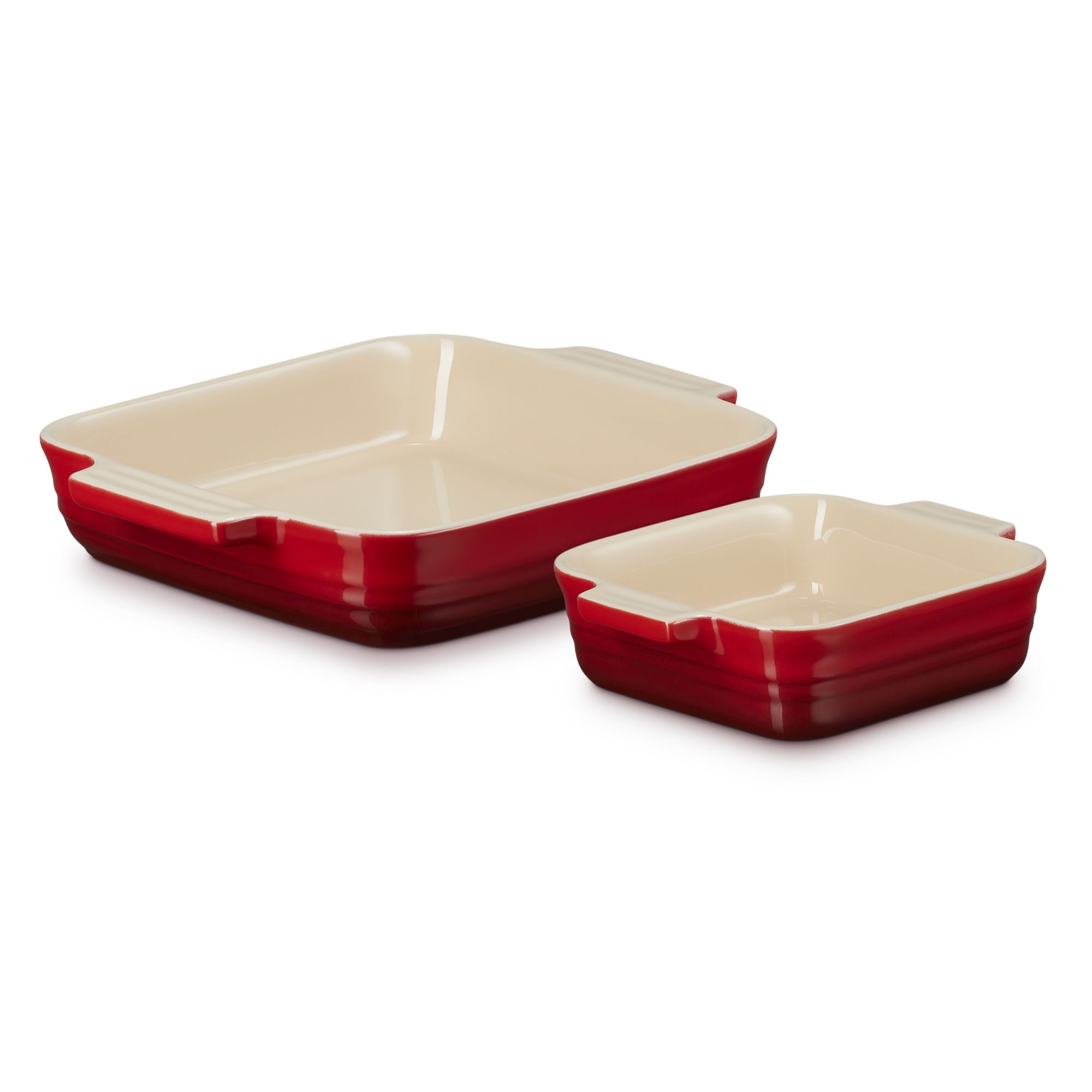 Le Creuset - 2er-Set quadratische Auflaufformen - Klassik  - Kirschrot