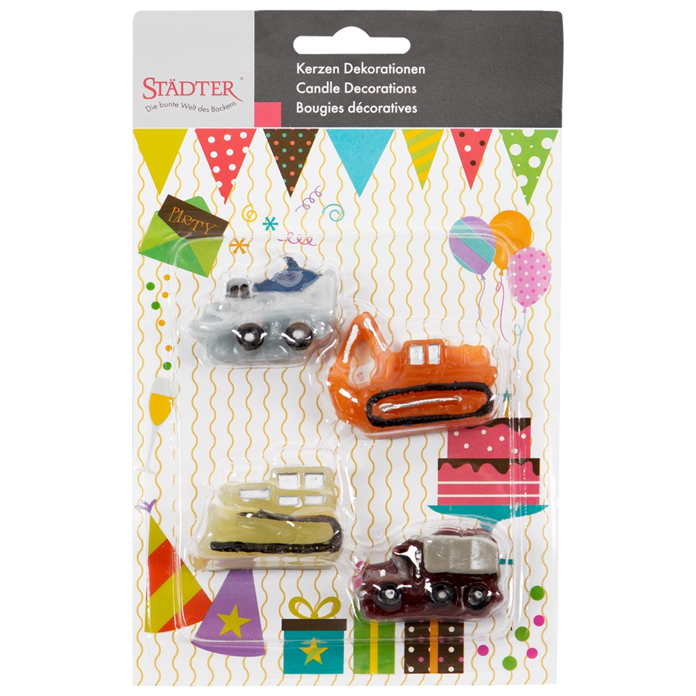 Städter - Candles Construction site vehicles multi-colour - 4–5 cm - 4 parts