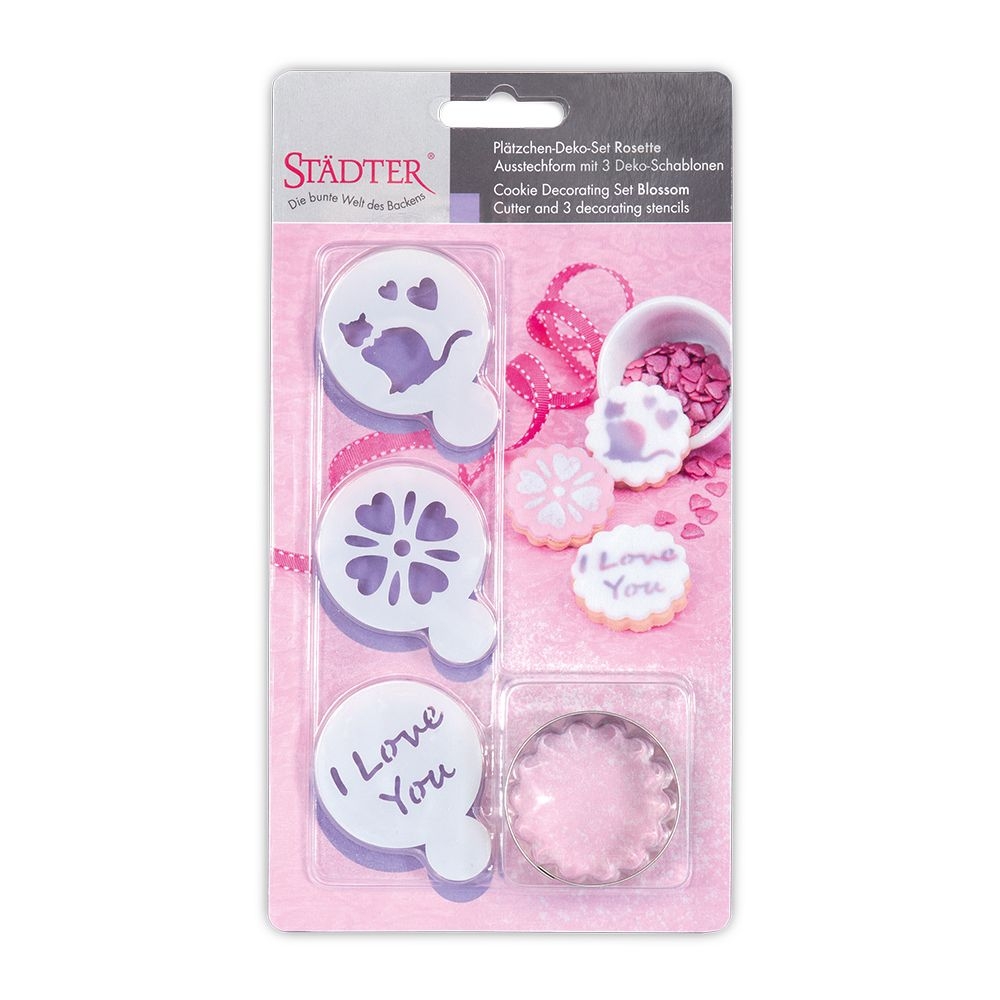 Städter - Plätzchen Deko Set Rosette - 4 cm - Set  4-teilig