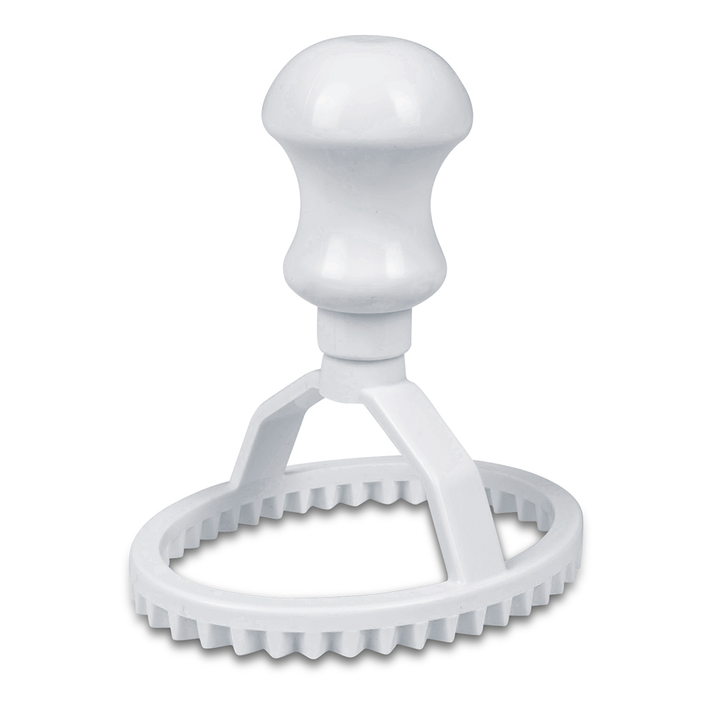 Weißer herzförmiger Ravioli Ausstecher mit Griff