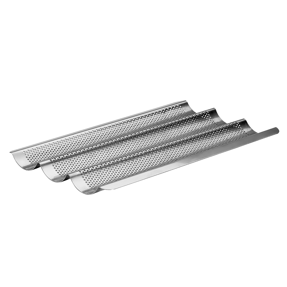 de Buyer - Perforated stainless steel mould for 3 baguettes de Buyer - Perforated stainless steel mould for 3 baguettes