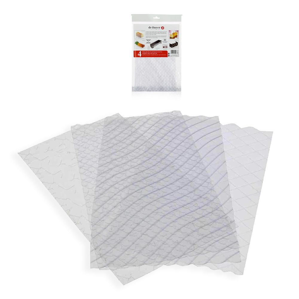 de Buyer - 4 Plastikfolien für Reliefdekorationen de Buyer - 4 Plastikfolien für Reliefdekorationen