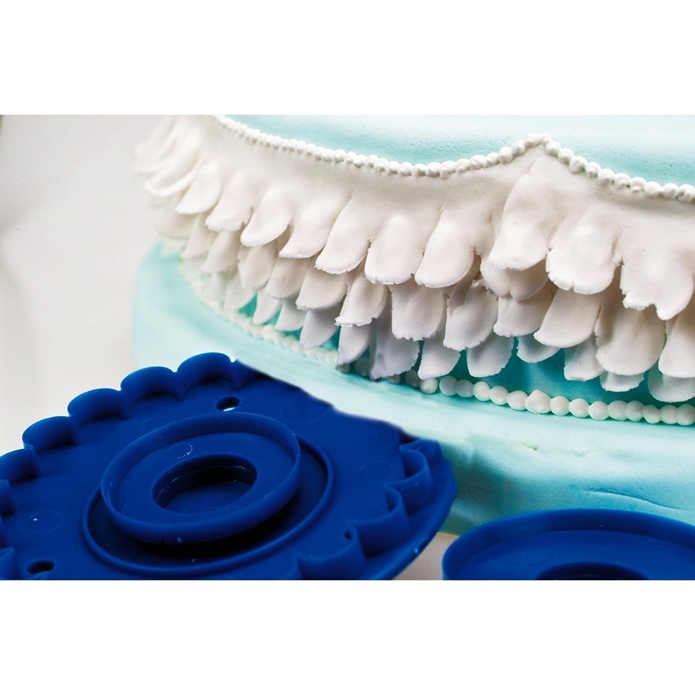 Städter - Fondant embossing stamp Frill / Volant ca. 8,5 cm blue Set, 4-teilig Städter - Fondant embossing stamp Frill / Volant ca. 8,5 cm blue Set, 4-teilig