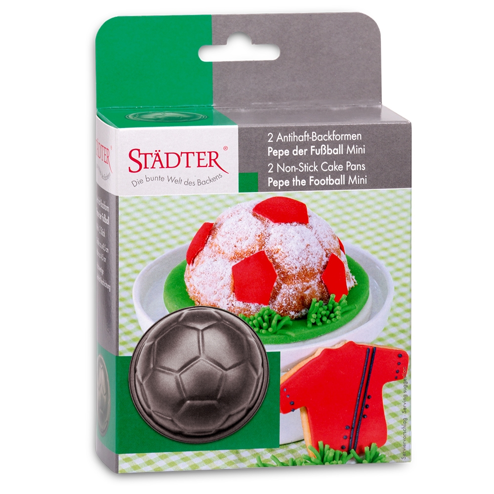 Städter - Motivbackform Pepe der Fußball - ø 8,5 / H 4 cm - Mini - 2 Stück 150 ml