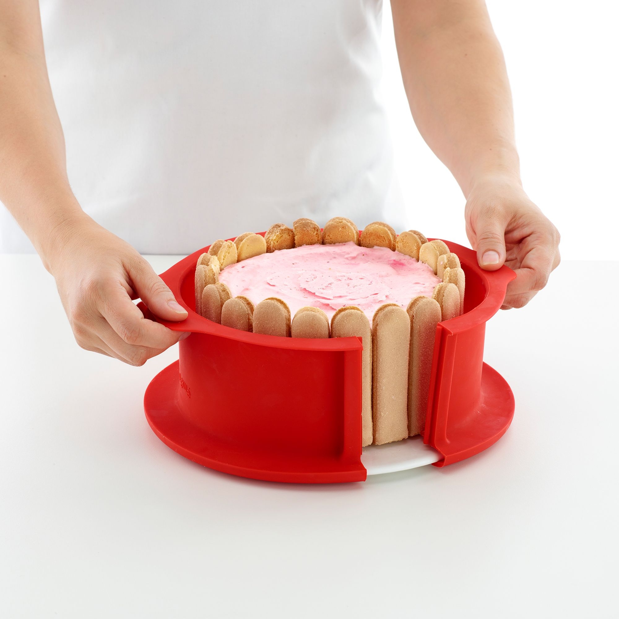 Lékué - Charlotte Springform mit Teller, 18 cm rot