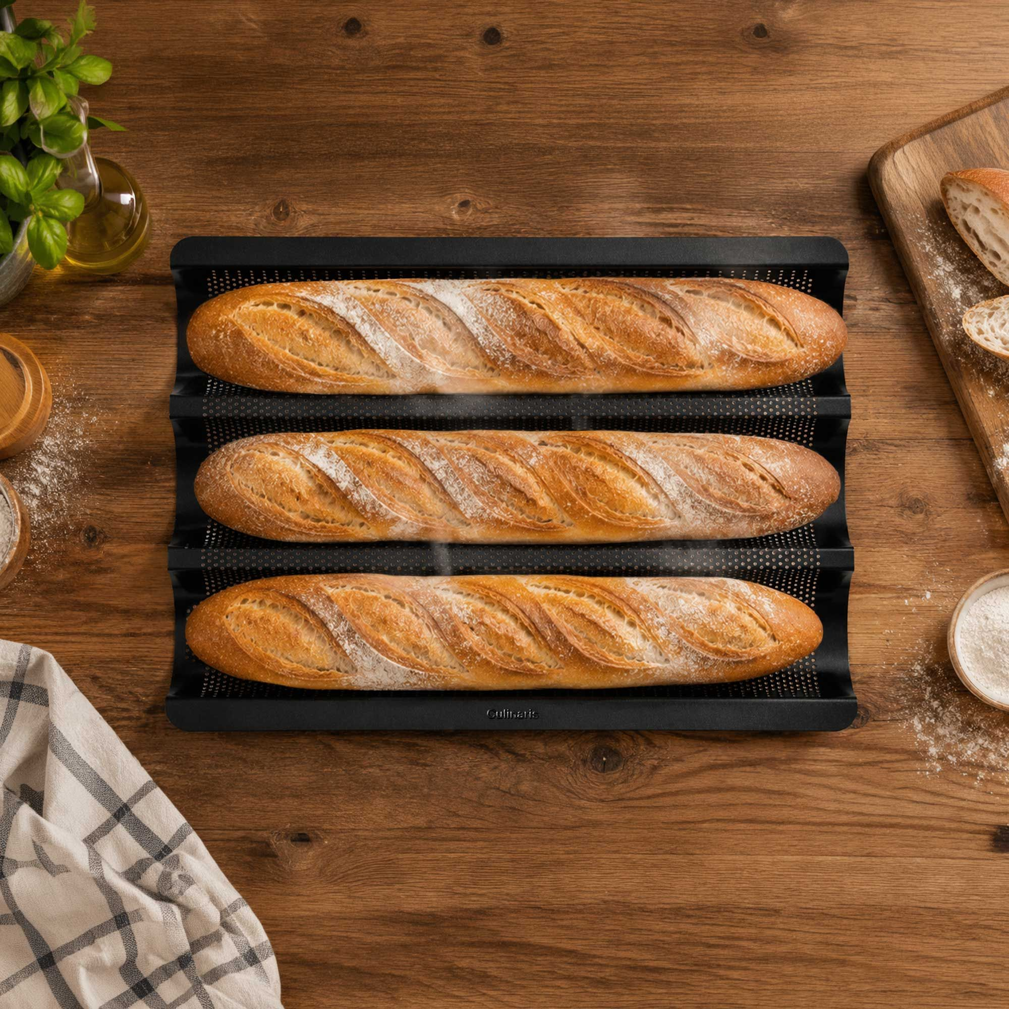 Baguette Baking Tray - PADEIRO - for 3 | Culinaris