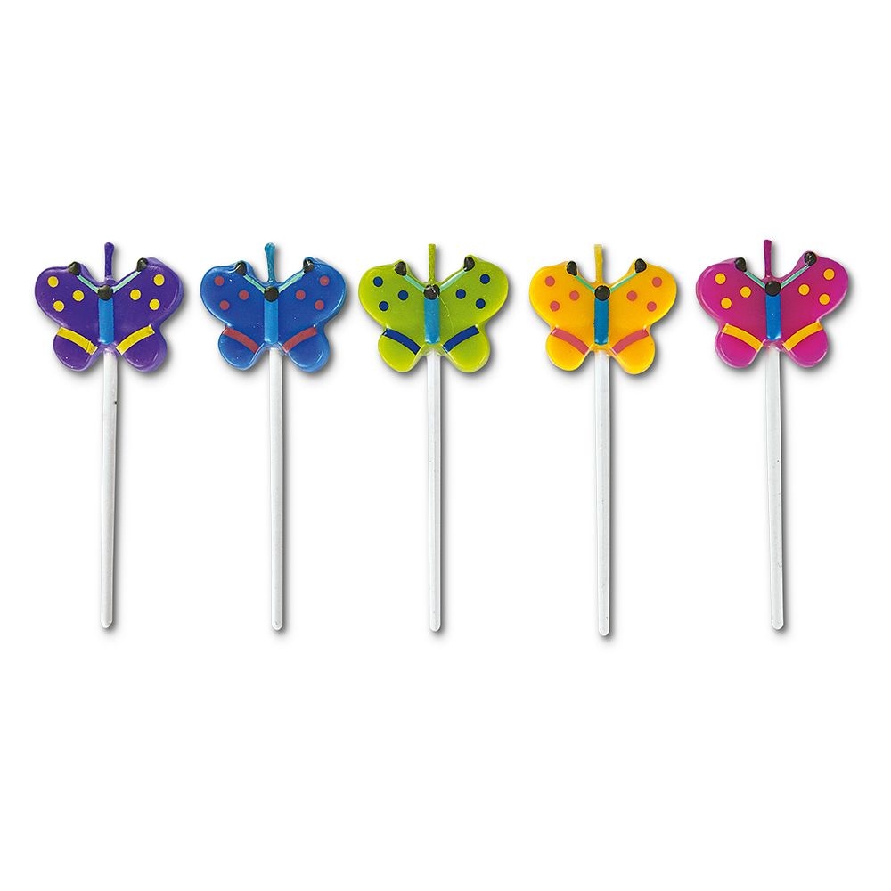Städter - Kerze Schmetterlinge - 3 x 7,5 cm - Bunt Sticks - Set 5-teilig