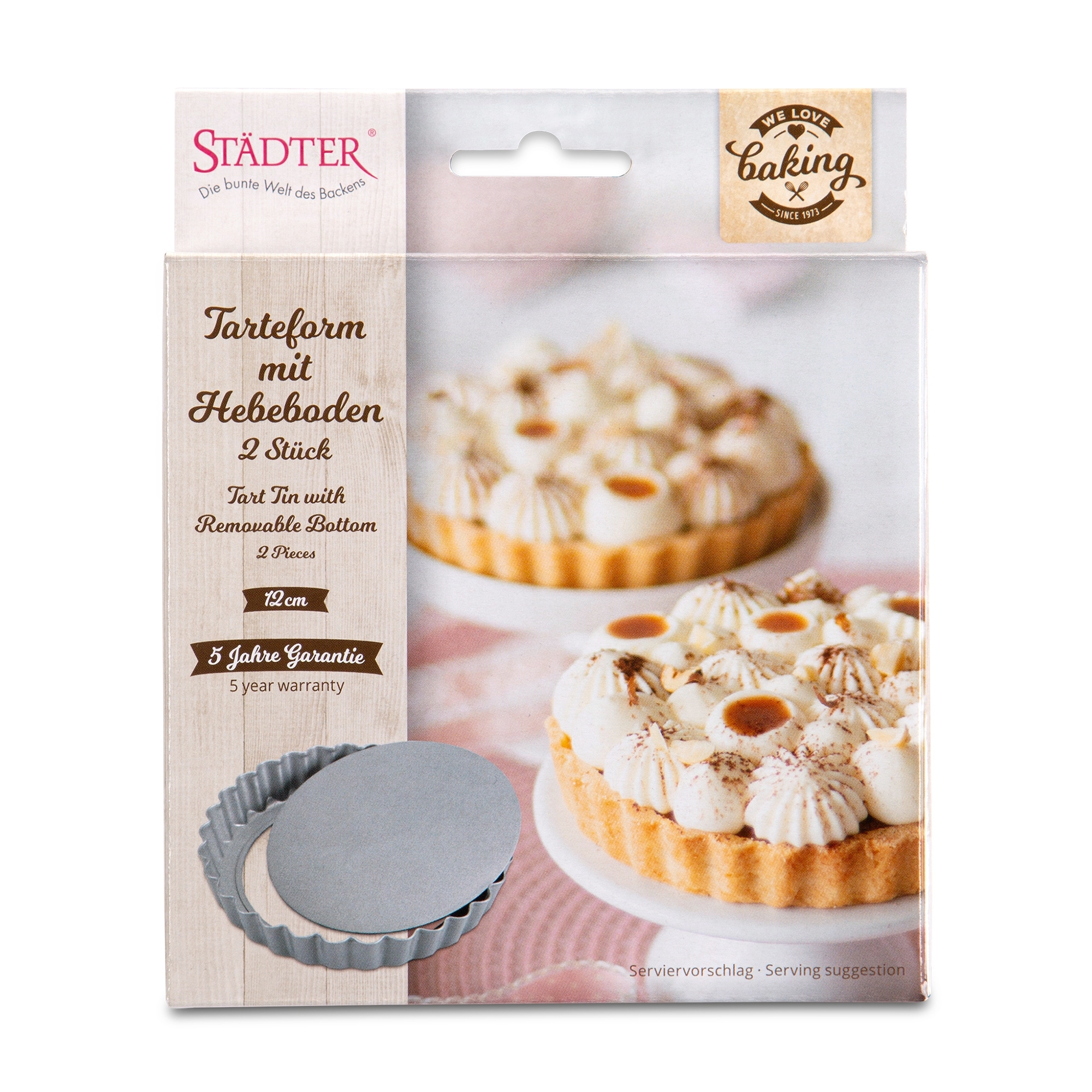 Städter - We-Love-Baking - Tarteform mit Hebeboden - 2 Stück - ø 12,0 cm / H 1,8 cm / 180 ml