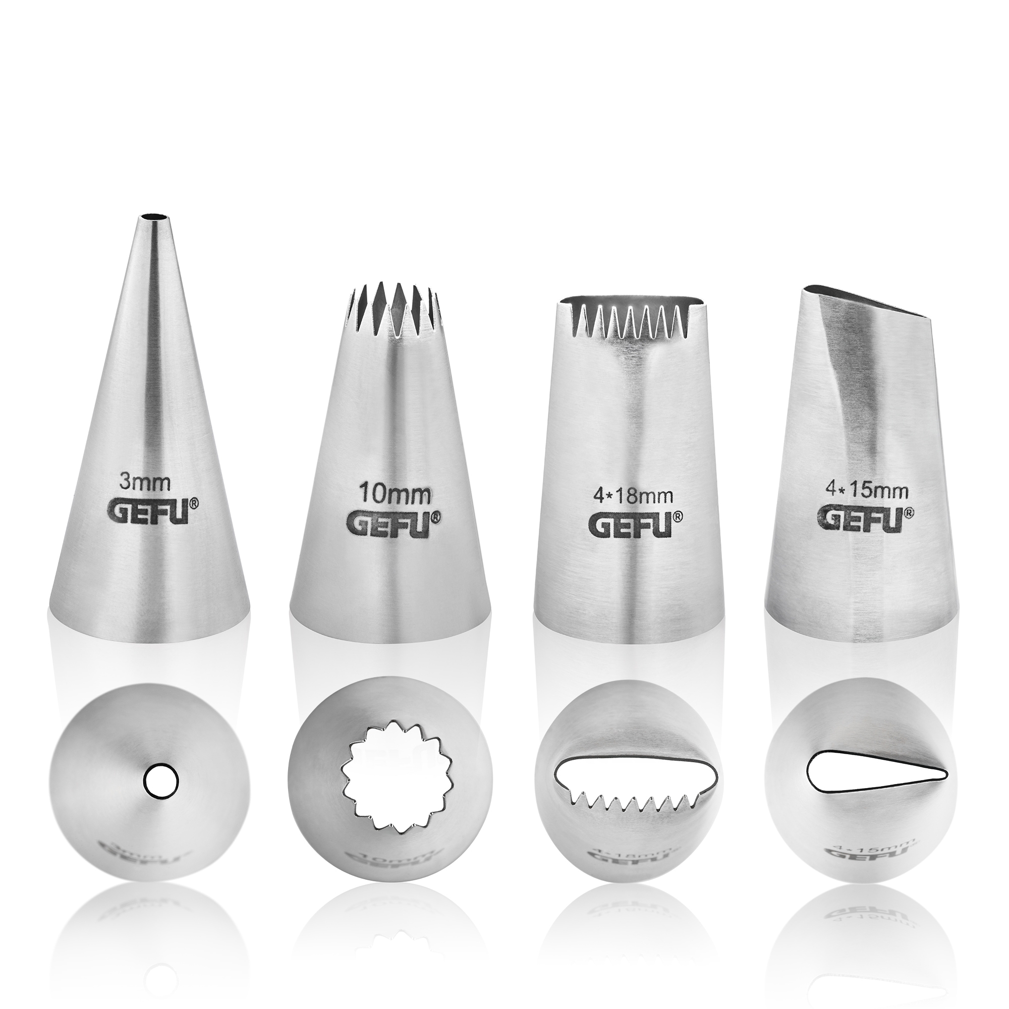 Gefu - Piping nozzle set DECORE, 4 pieces Gefu - Piping nozzle set DECORE, 4 pieces