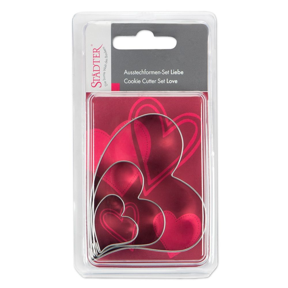 Städter - Ausstecher Liebe - 3,5 – 9 cm - Set, 3-teilig